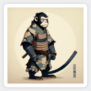 Chimpanzee Monkey Ekiyo-e Samurai Japanese Style Sticker